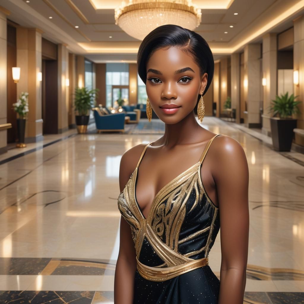 Glamorous Portrait of Woman in Art Nouveau Style