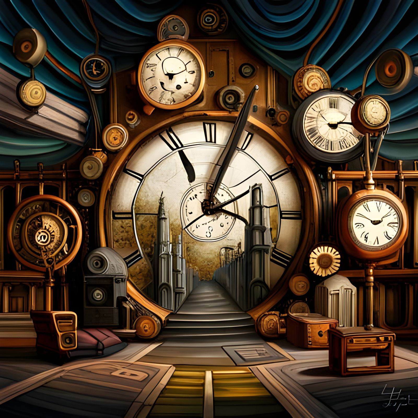 Steampunk Time Machine with Clockwork in Sci-Fi Setting
