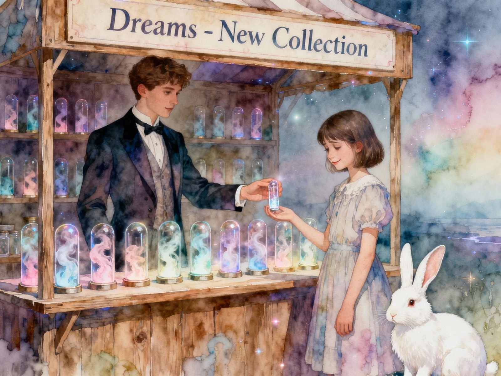 Dream Seller Offers Hope to Sad Girl with Pastel Smoke Capsu...