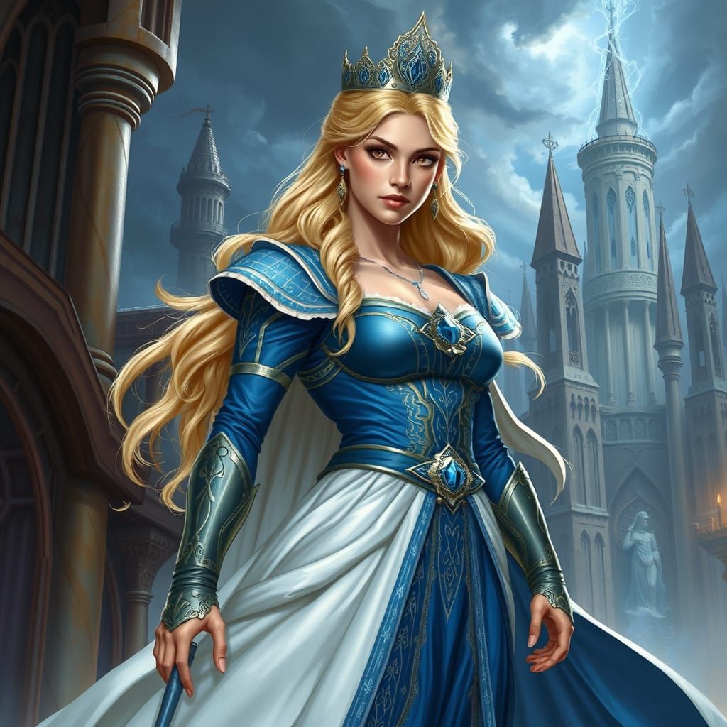 Regal Fantasy Noblewoman in Medieval-Inspired Setting