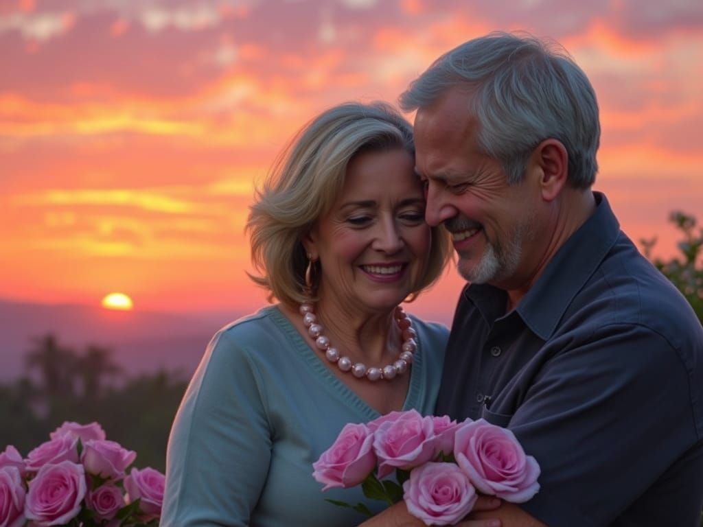 Romantic Caregiver Portrait in Warm Sunset Light