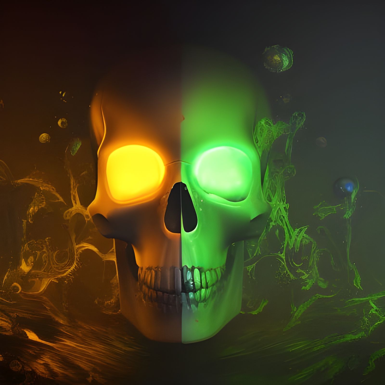 Glowing Skull in Space: Detailed Matte Painting