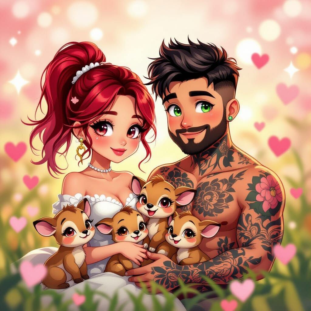 Safari Character with Baby Animals in Cartoon Style