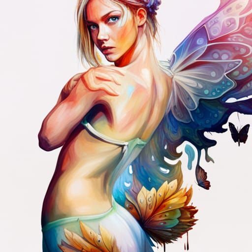 Flying Shaman with Butterfly Wings in Graffiti Art