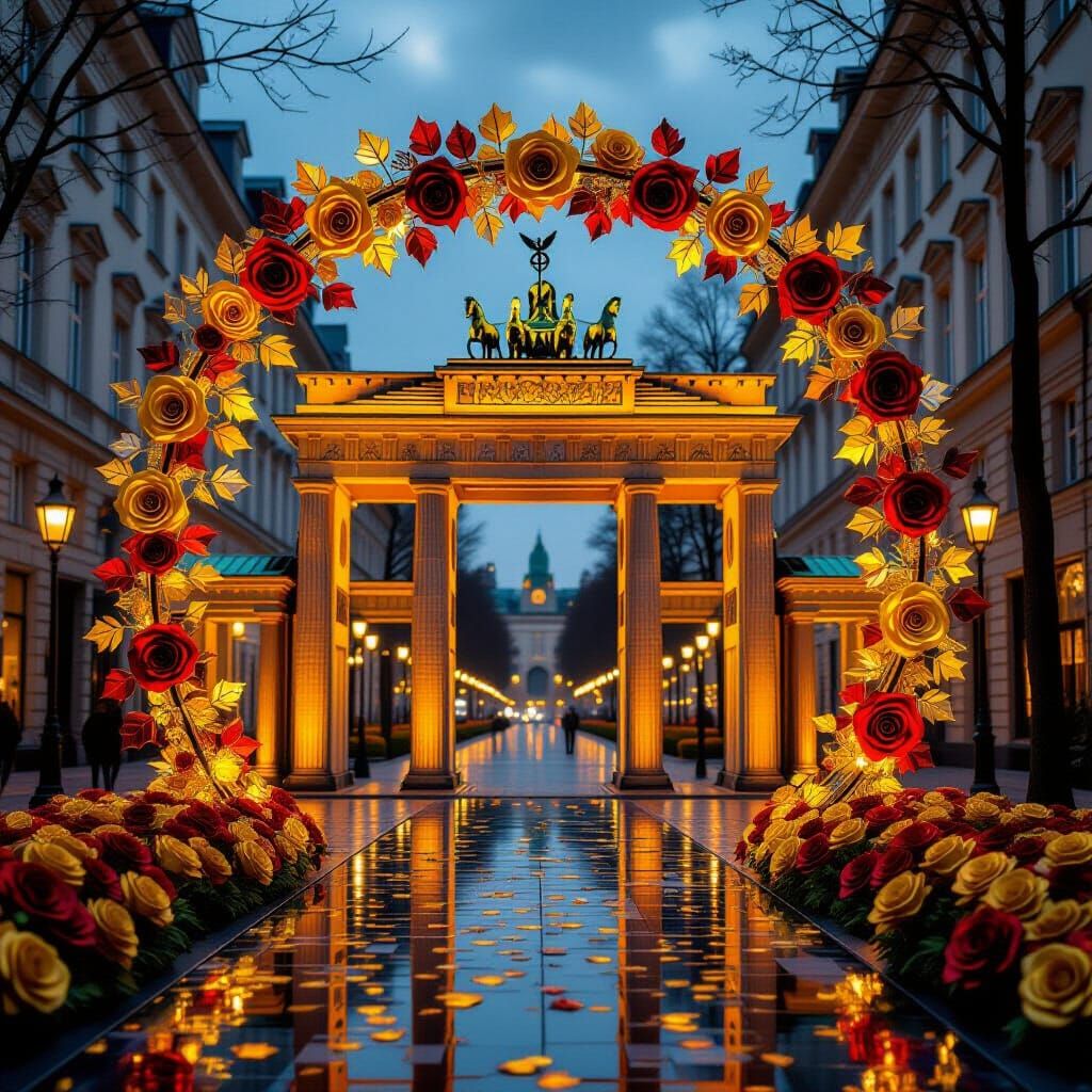 Glass Blown Brandenburg Gate with Red Wine Arch