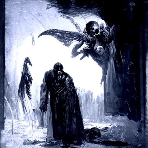 Horrific Angel and Demon in Gothic Horror Style