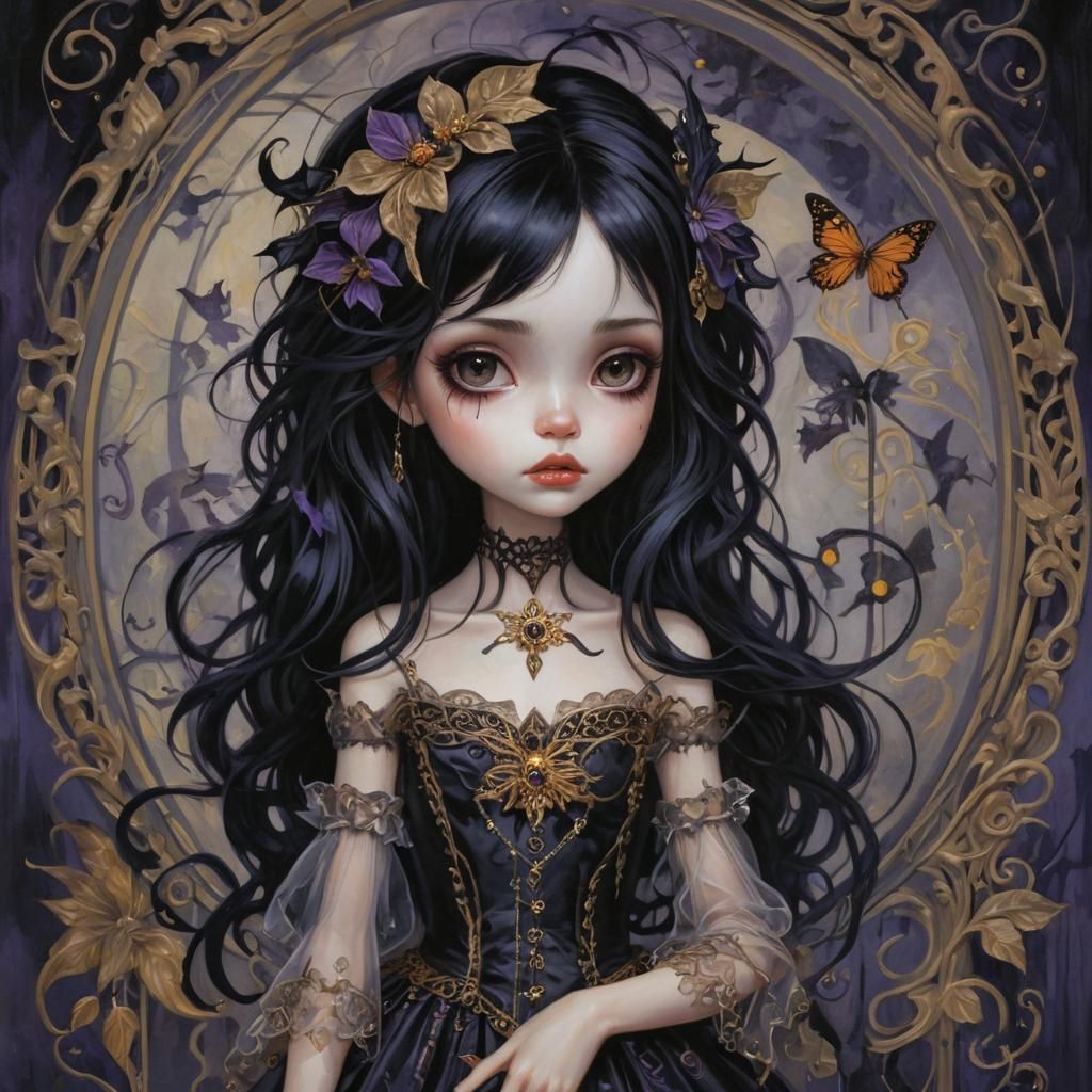 Grimdark Gothic Portrait in Dark Surrealist Style