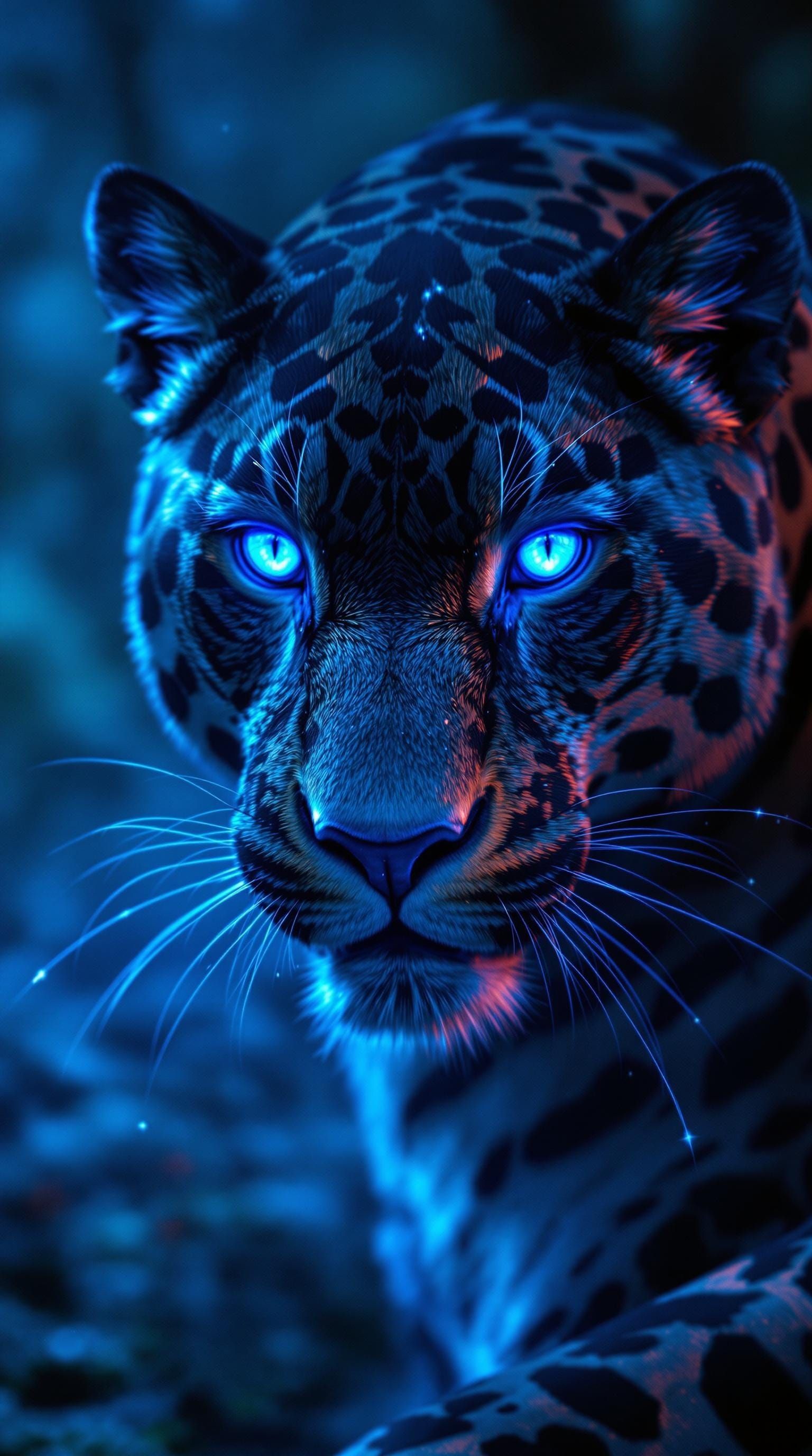 Luxurious Blue Eye Jaguar in Cinematic Sci-Fi Style