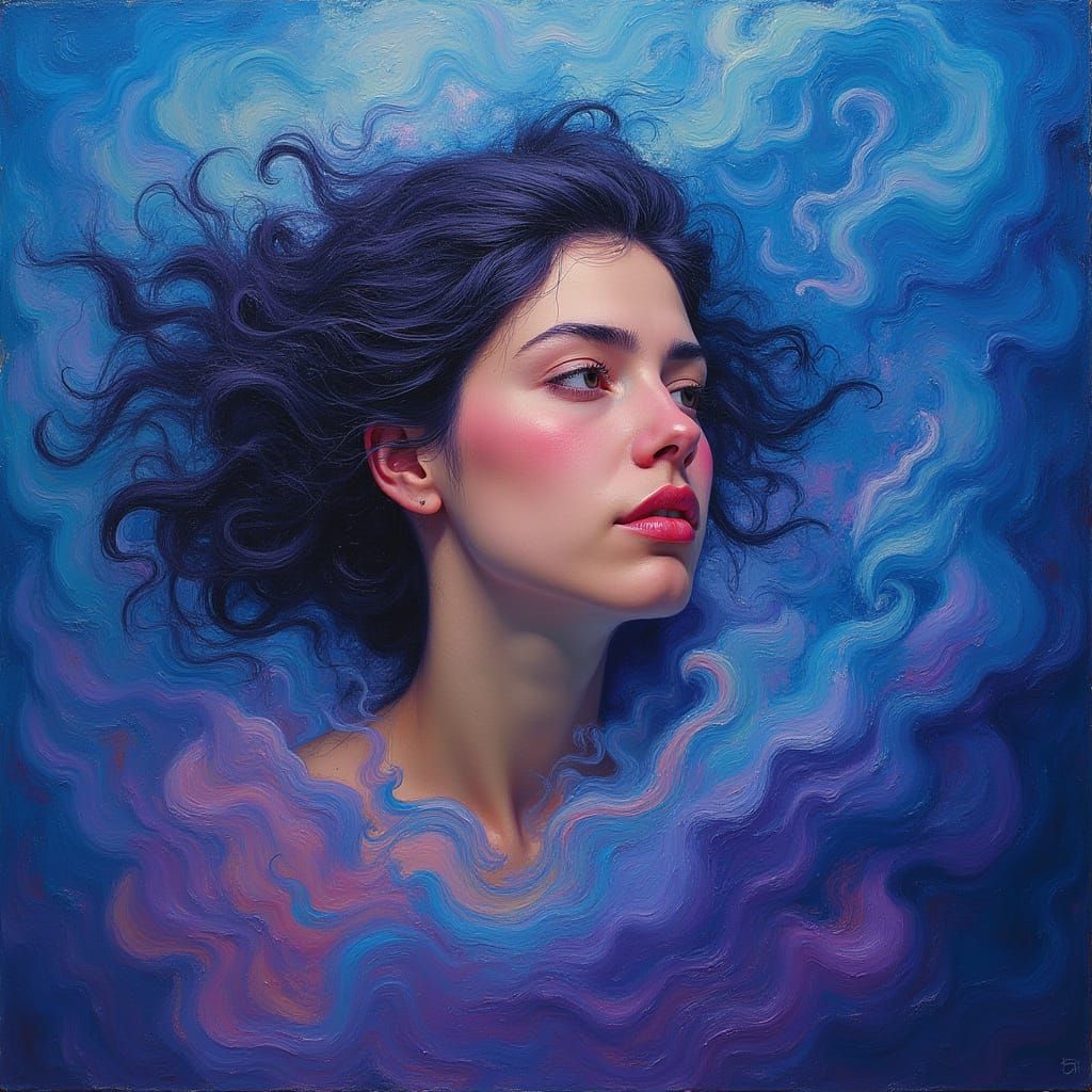 Woman Overcome with Emotion in Impressionist Style