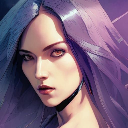 Psylocke Mignola Inspired Cyberpunk Portrait