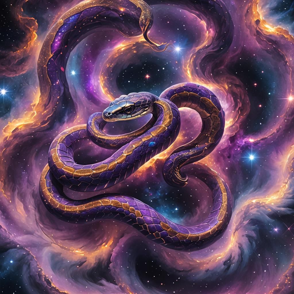 Cosmic Serpentine Galaxy in Space