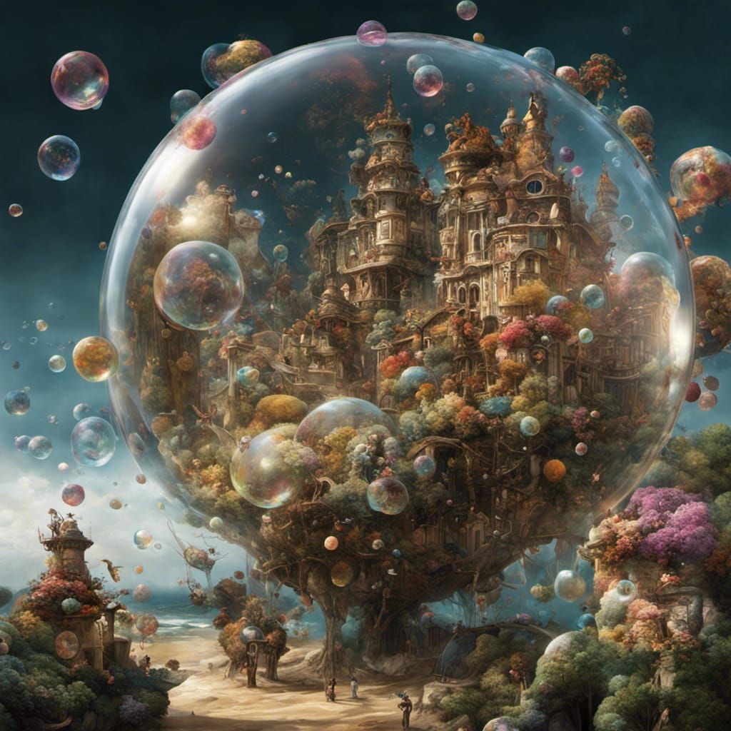 Bubble Bursting: Surreal Art Nouveau Explosion