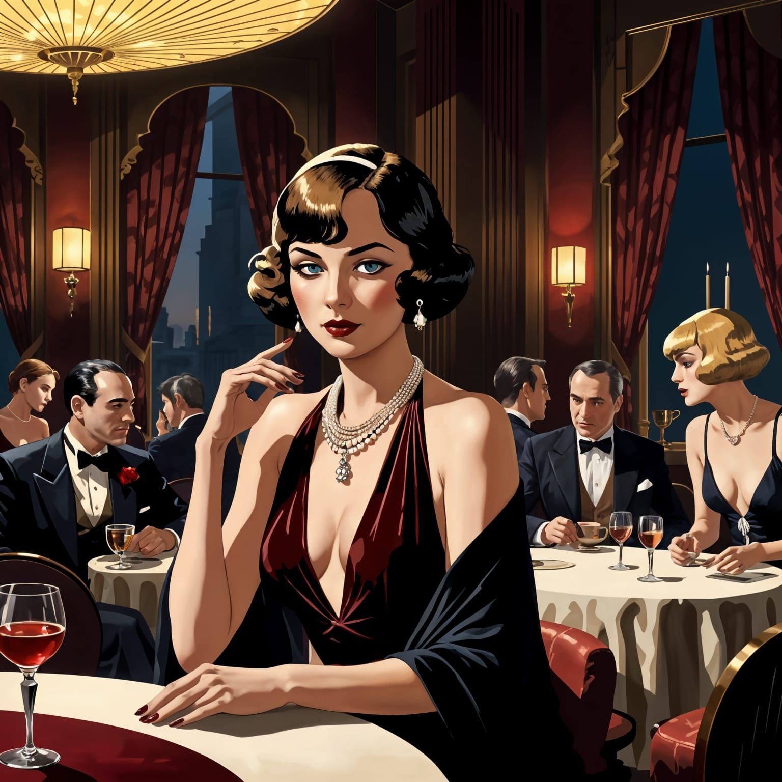 A 1930s Chicago Nightlife Scene in Art Deco Style