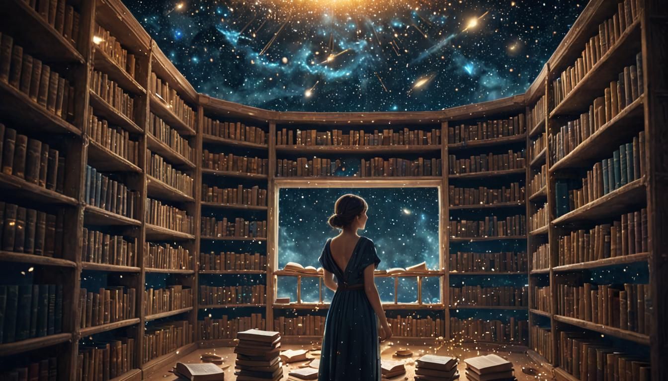 Celestial Librarian Organizes Stardust Library