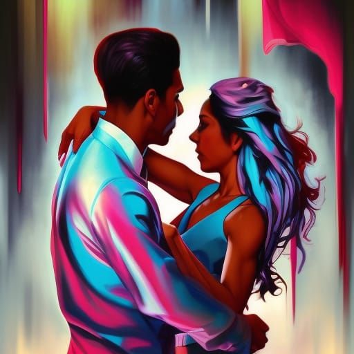 Bachata Dance Couple Portrait in Hyperdetailed Style