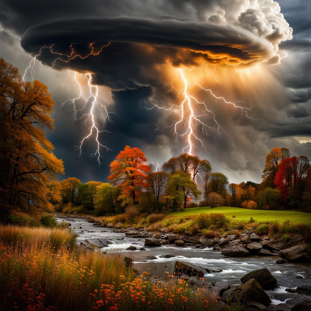 Dramatic Storm with Gulls in Mixed Media