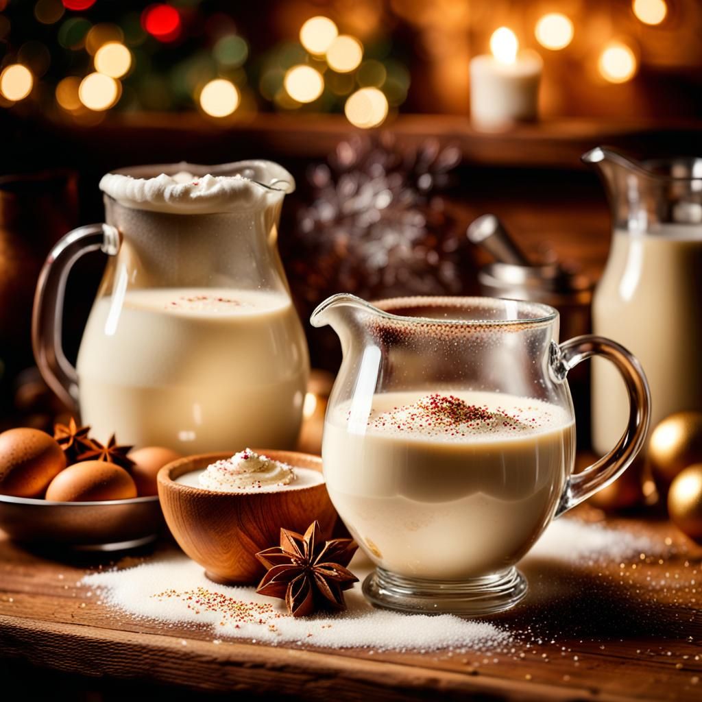 Festive Eggnog Still Life with Golden Lighting