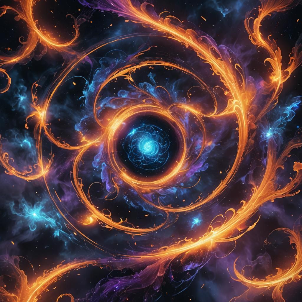 Glowing Elemental Sign in a Fantasy Nebula