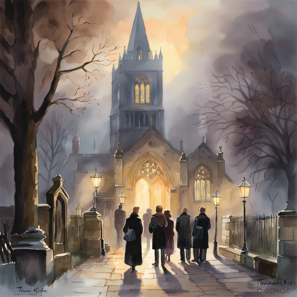 St Giles Church Oxford in Watercolor Illustration