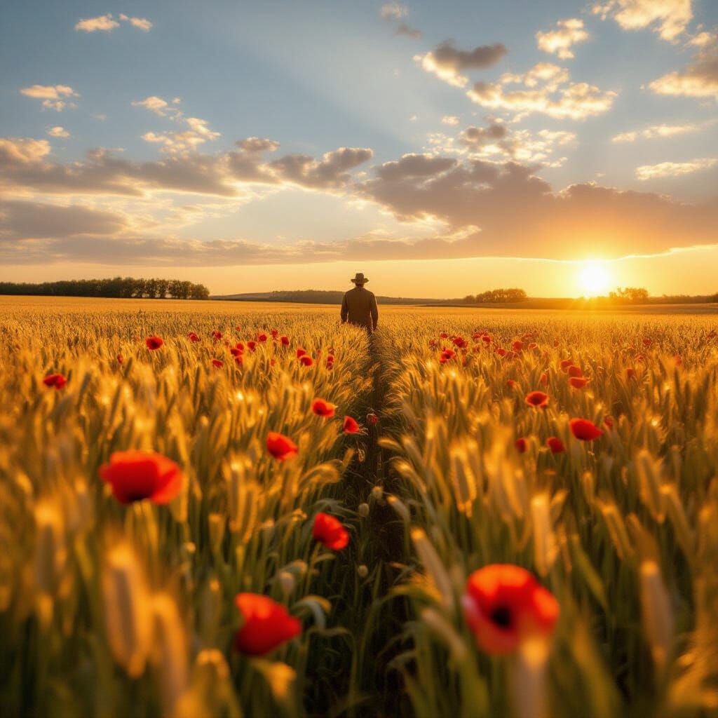 Golden Wheat Field at Sunset: Natural Light Photography
