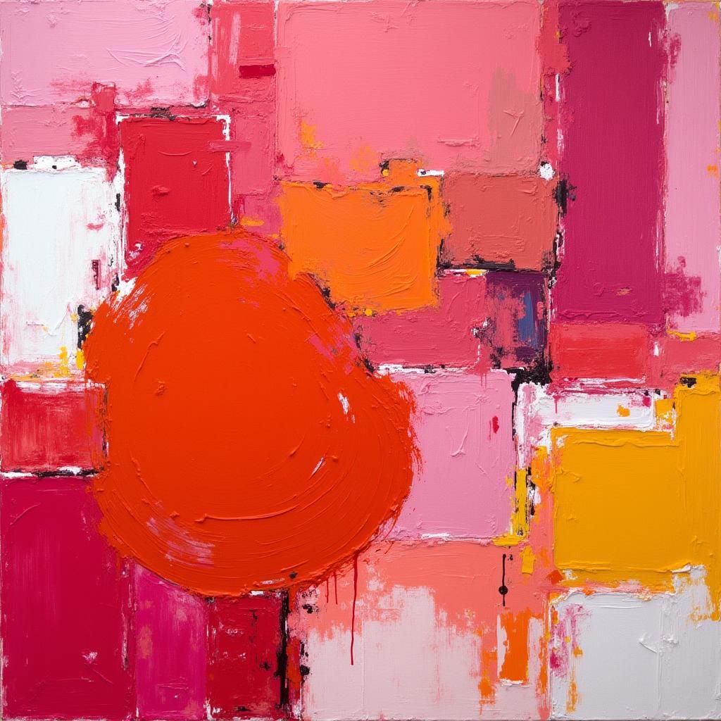 Emotive Abstract Art in Pink, Red, and Orange Hues