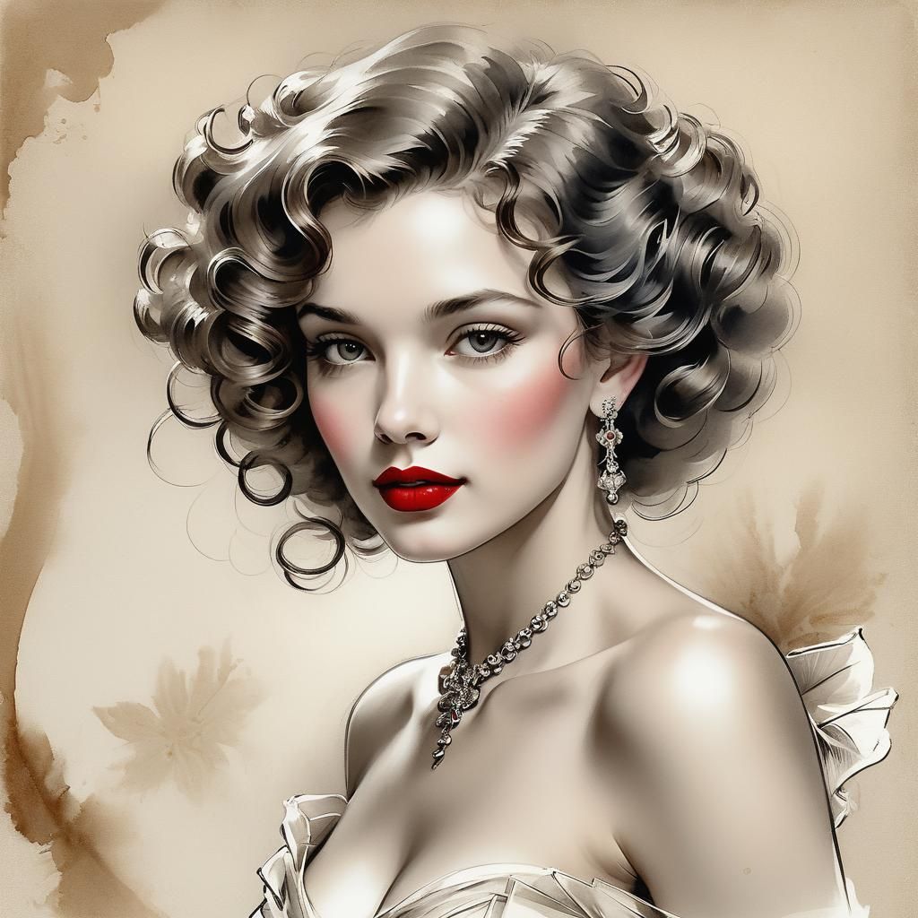 Classic Beauty Portrait in Harrison Fisher Style