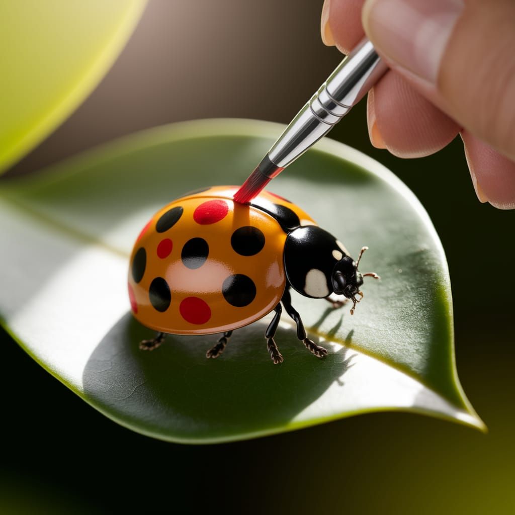 Hand-Painted Ladybug: A Whimsical Polka Dot Creation
