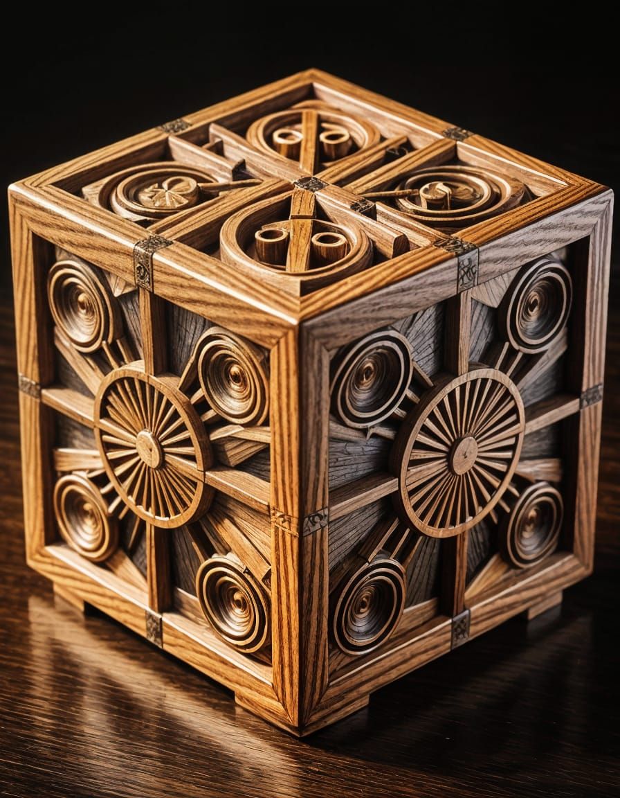 Intricate Japanese Puzzle Box in Wood