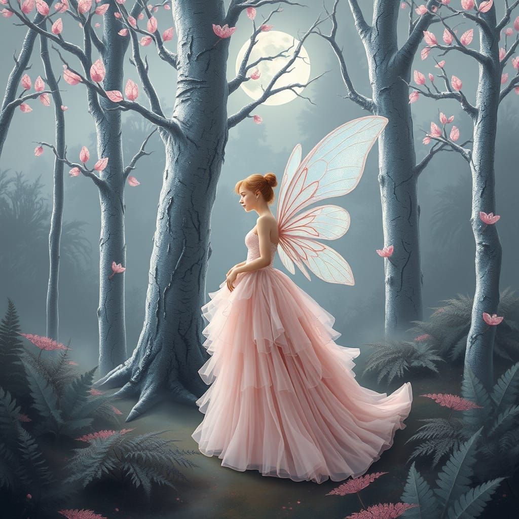 "Magische Märchenwelt: Rosa und Grau vereinen Harmonie und Zauber"