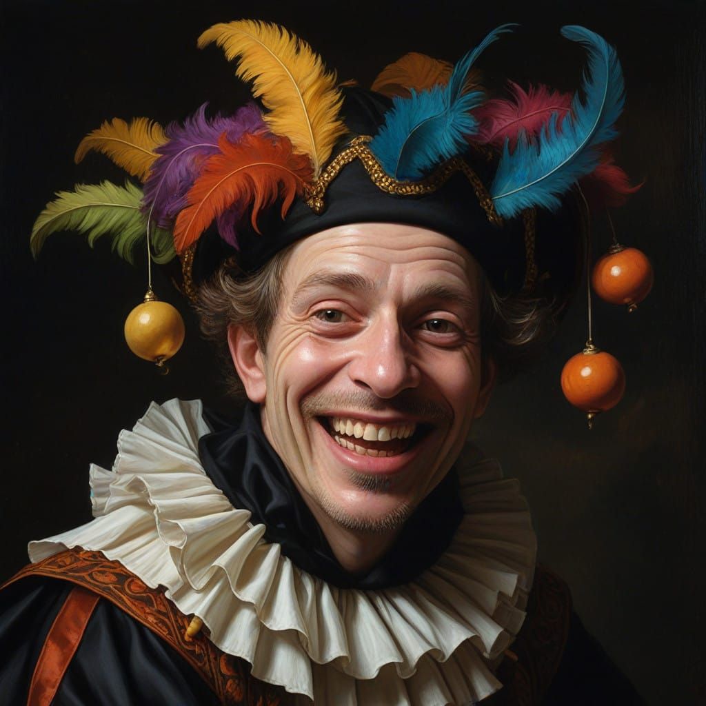 Vibrant Court Jester in Golden Light