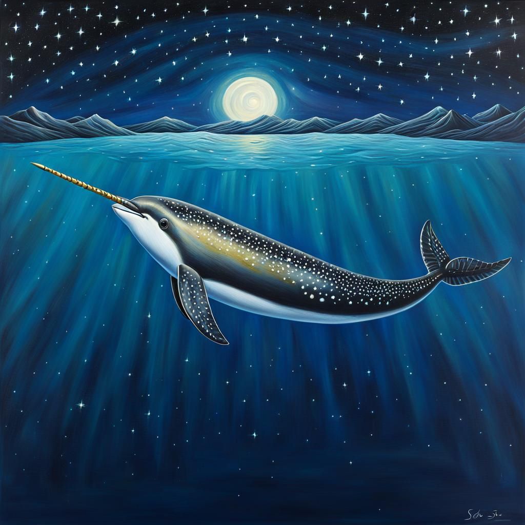 Noble Narwhal in a Starry Sea: Neoexpressionism