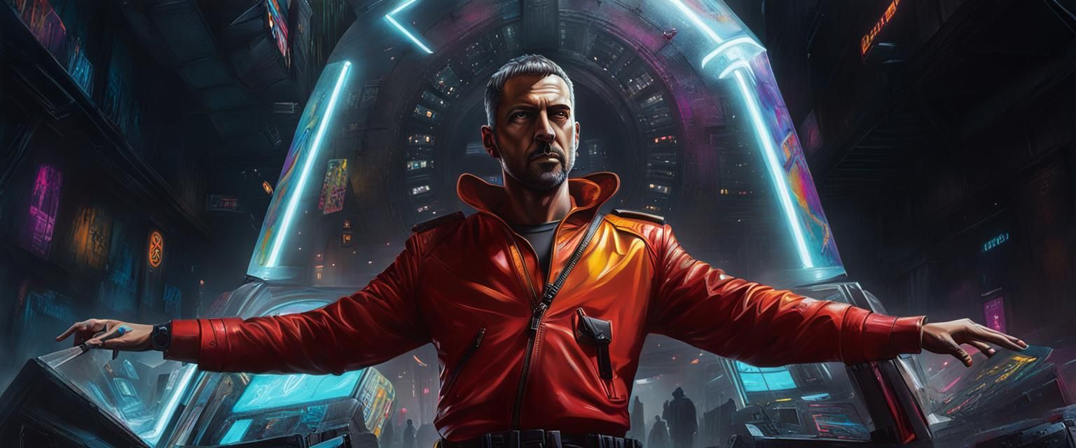 Roman Emperor in Cyberpunk Graffiti Art