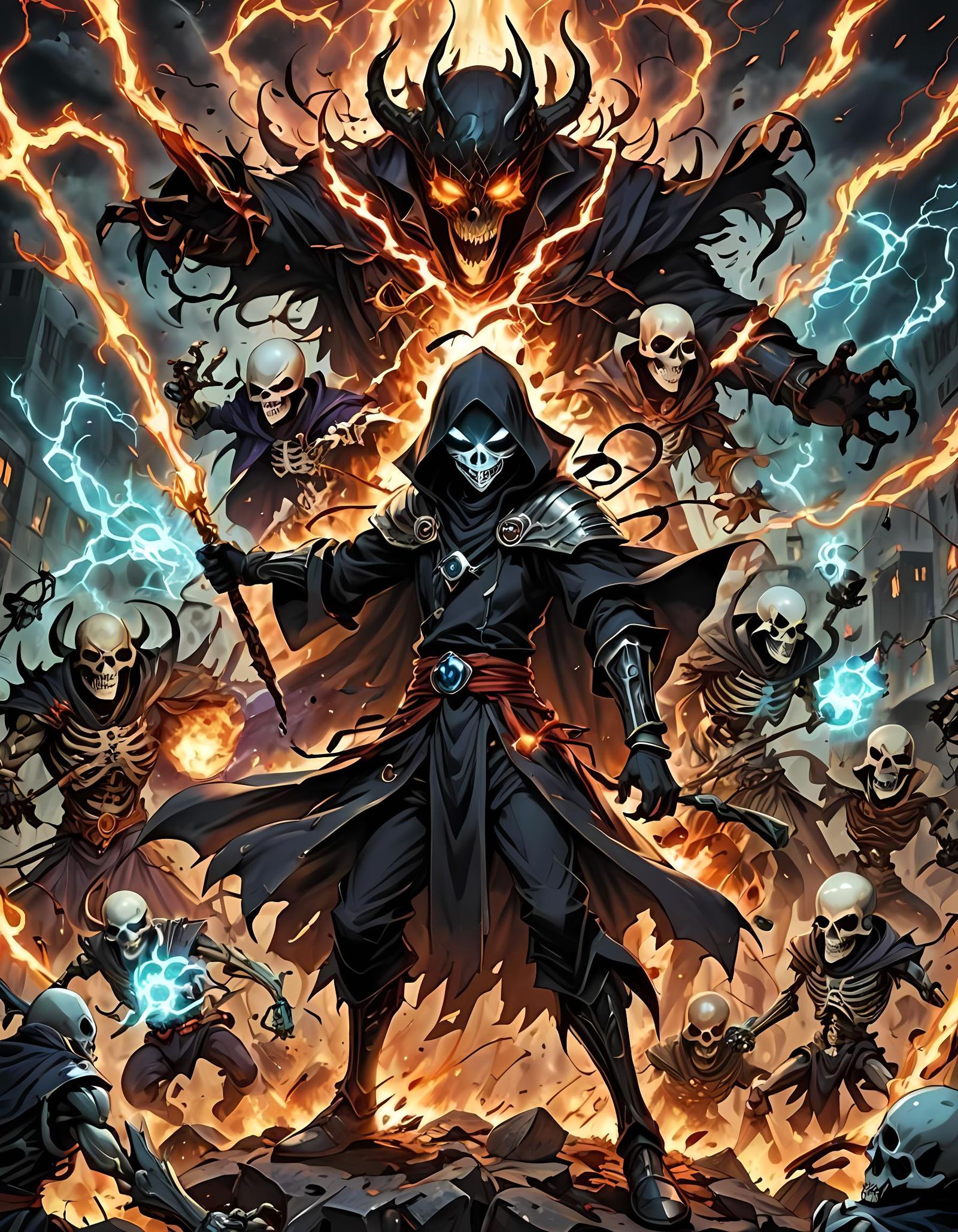 Anime Wizard Battles Demons with Electric Attack