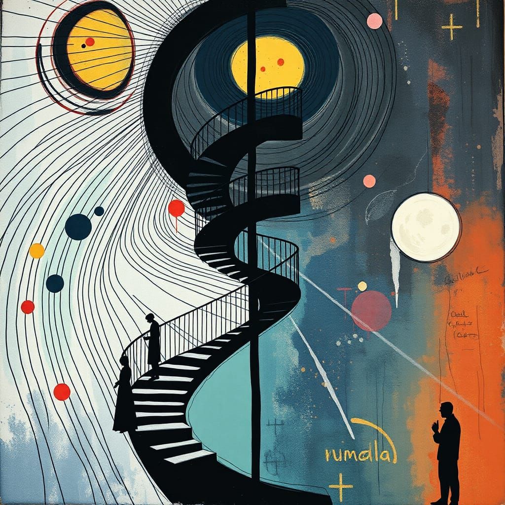 Abstract Expressionism with Surreal Elements in Gouache