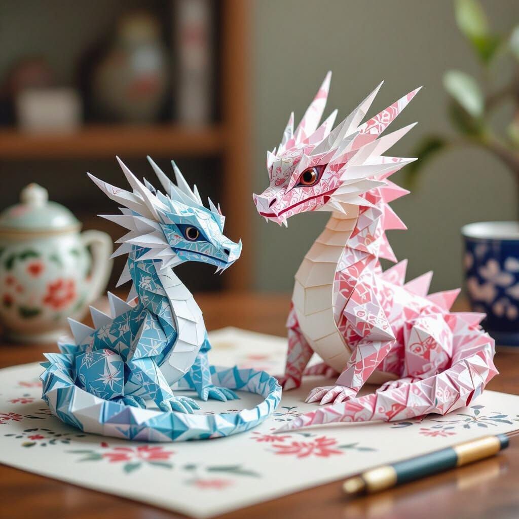 Origami Dragons in Vibrant Colors