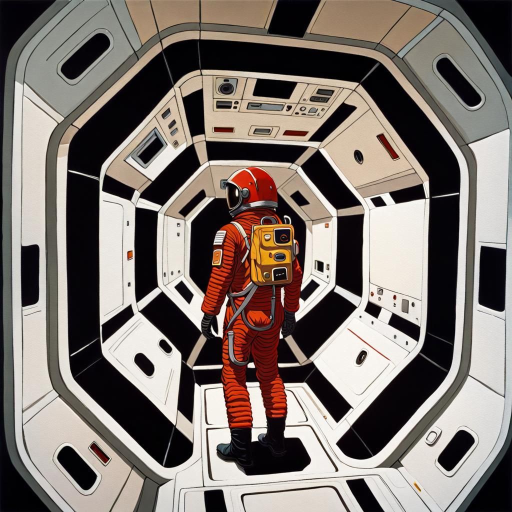 David Bowman in Space Odyssey, Hyperrealistic Oil Painting
