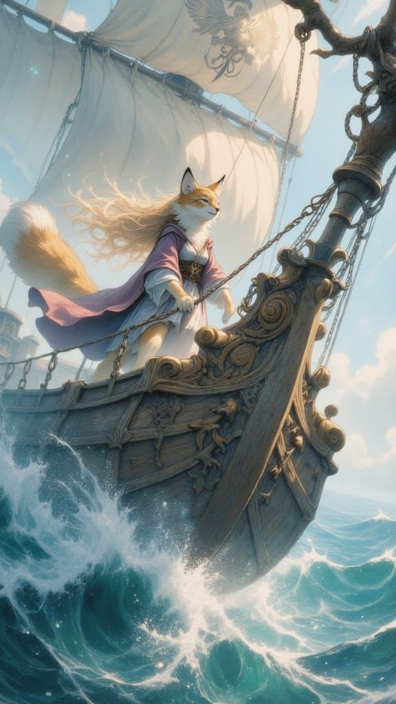 Anthropomorphic Lynx Pirate in Pastel Graphic Novel Style