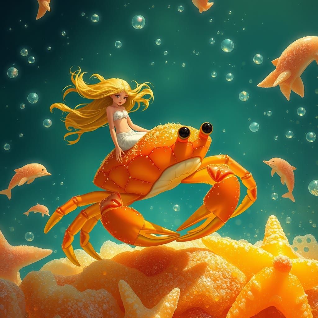 Gummy Crab Rider in a Candy Sea