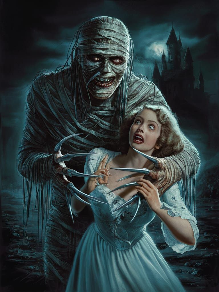 Ghastly Mummy-Vampire Movie Poster