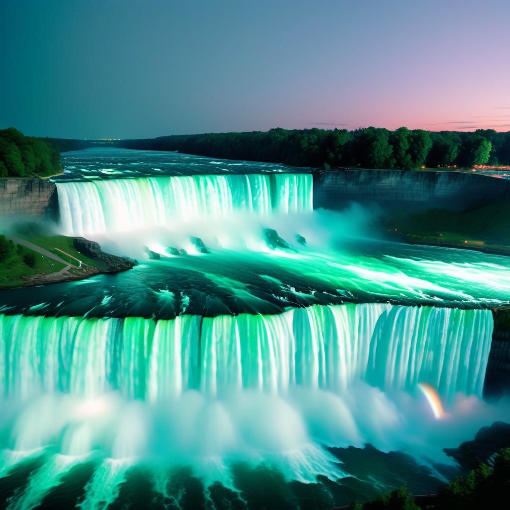 Epic Nighttime Niagara Falls Scene in Cinematic Style
