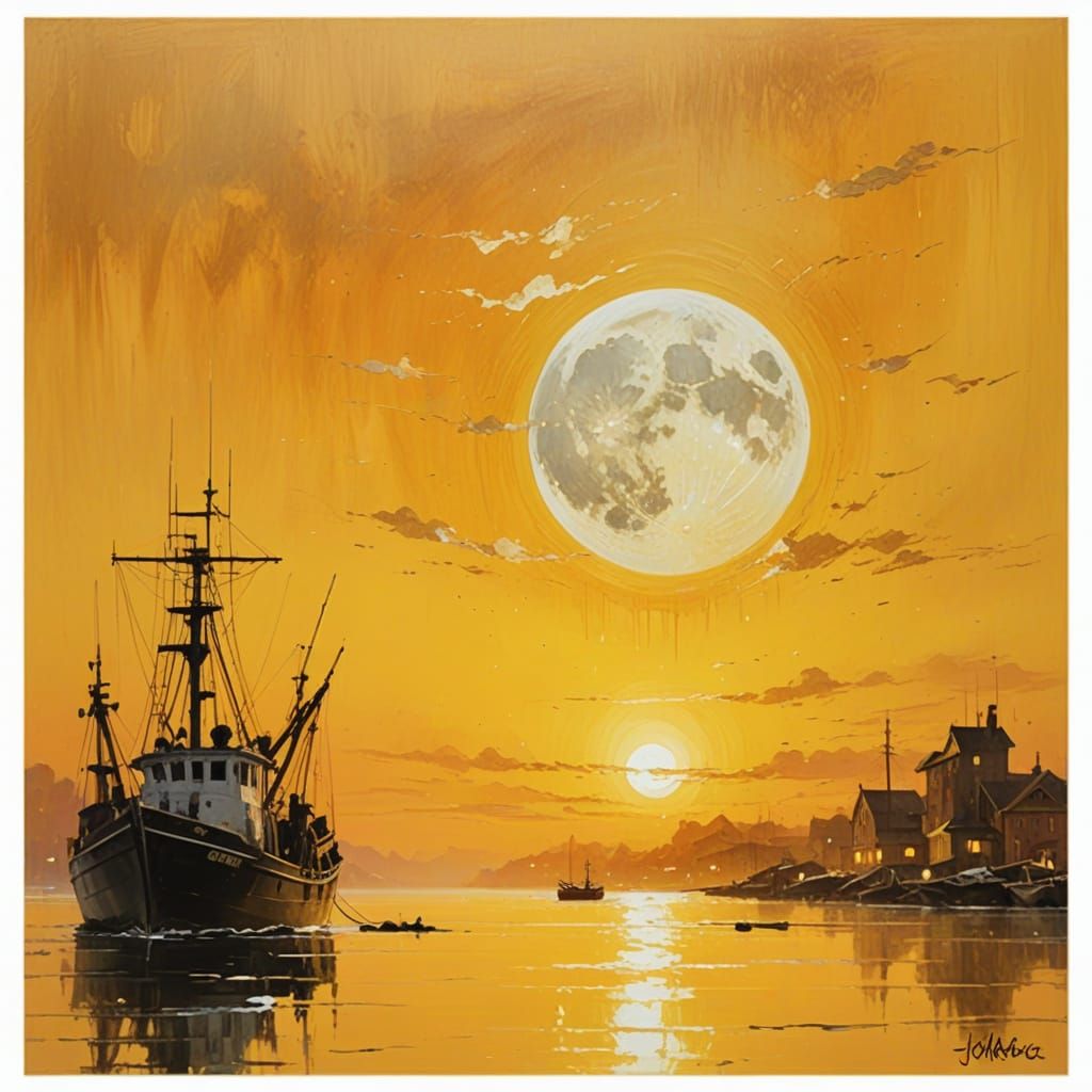 Close up. Fishing boat in the harbour of a fishing town with...