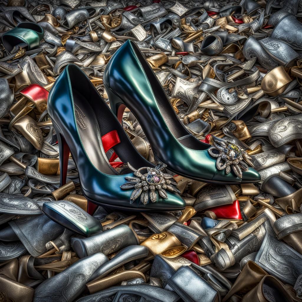 Glamorous Woman in Stilettos at Rubbish Dump