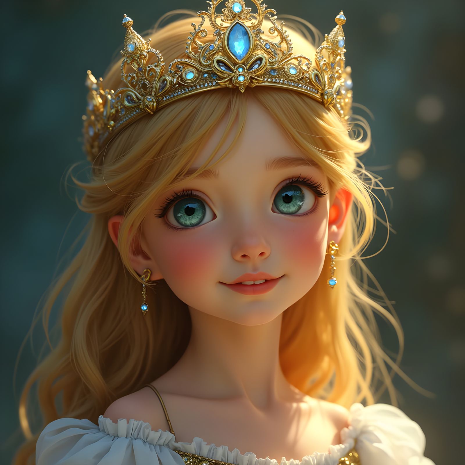 Innocent Princess Girl with Magical Tiara