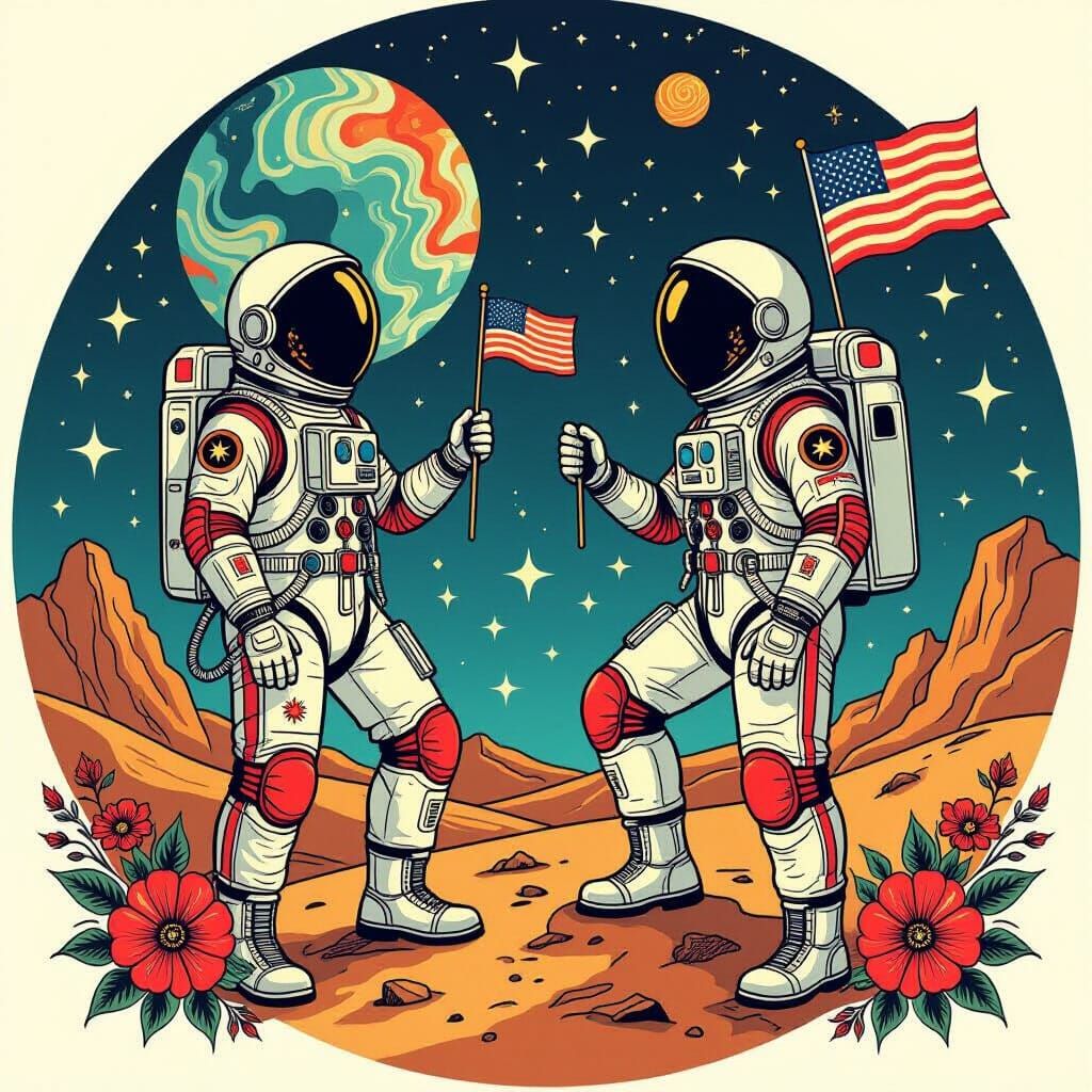 Astronauts in Floral Spacesuits: Hyperrealistic Tattoo Art