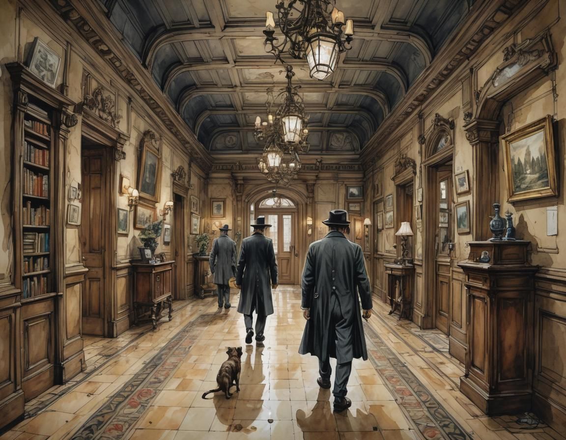 Cluedo Mansion: Impressionist Detective Game Scene