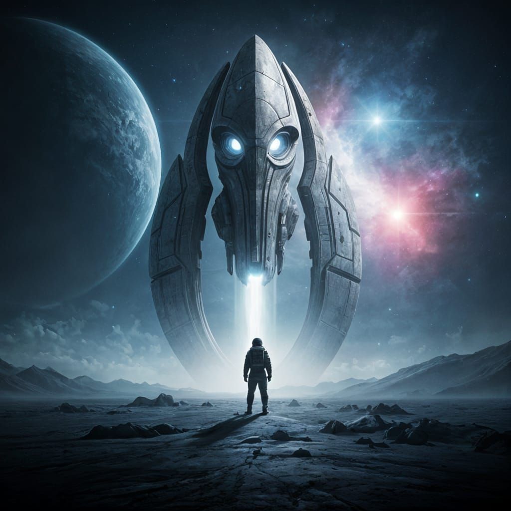 Astronaut on Alien Planet with Ancient Artifact