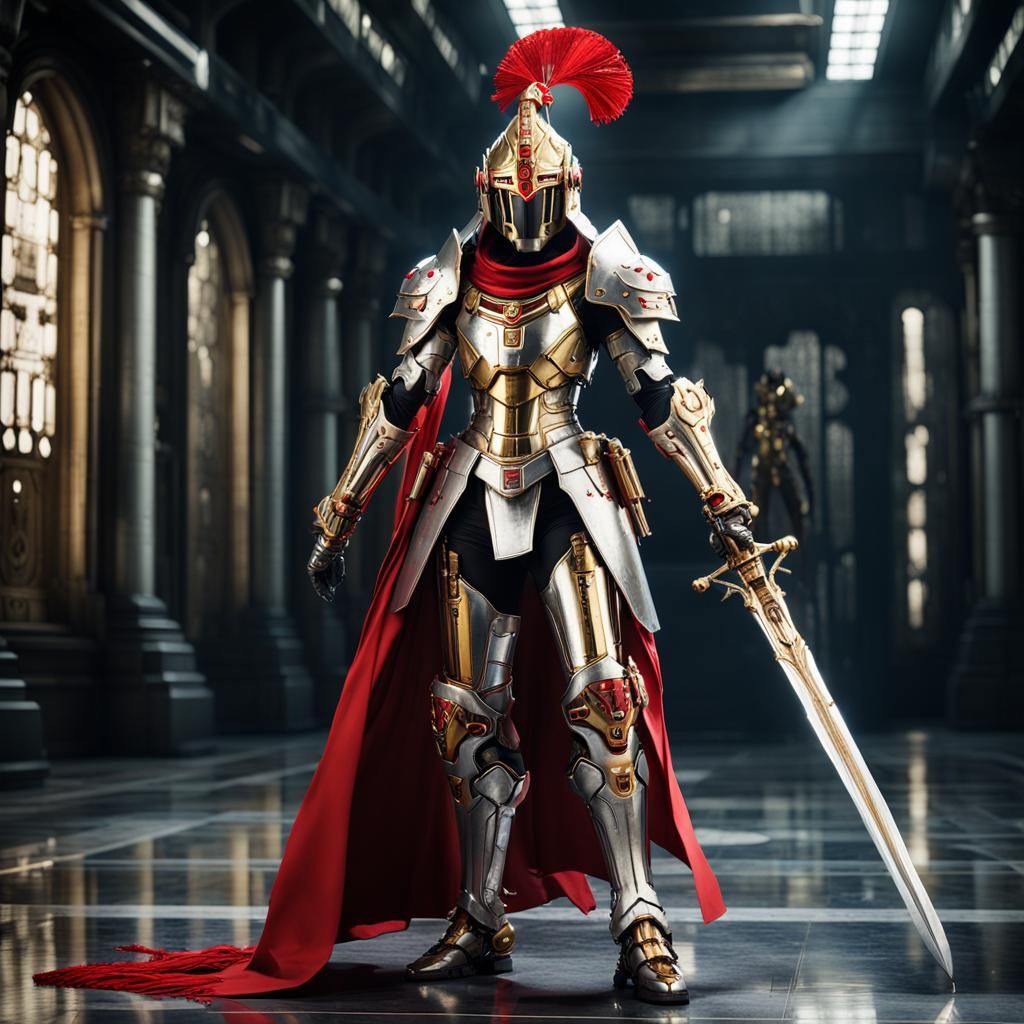 Italian Swordswoman in Mecha Templar Armor