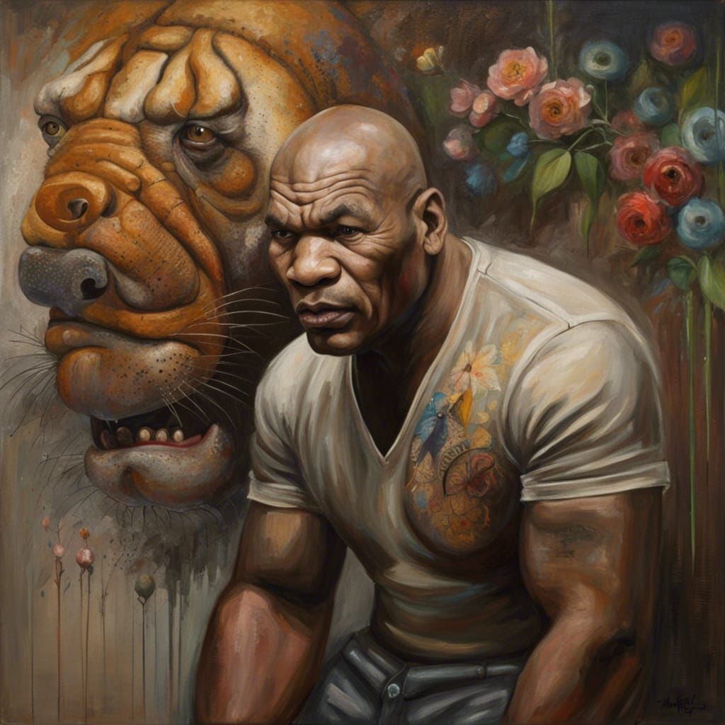 Mike Tyson Fades Into Bolivia: Oil Painting