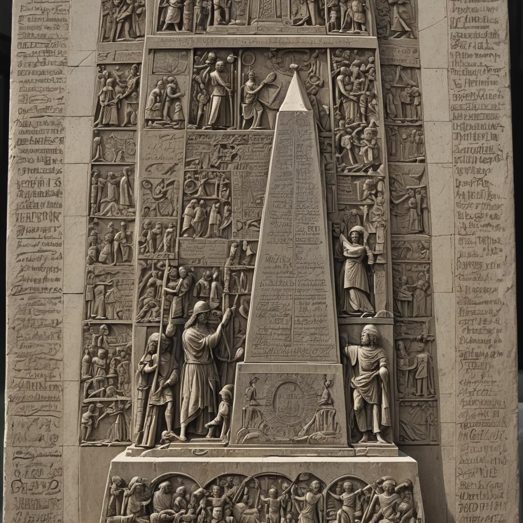 Detailed Engravings Adorn a Majestic Obelisk