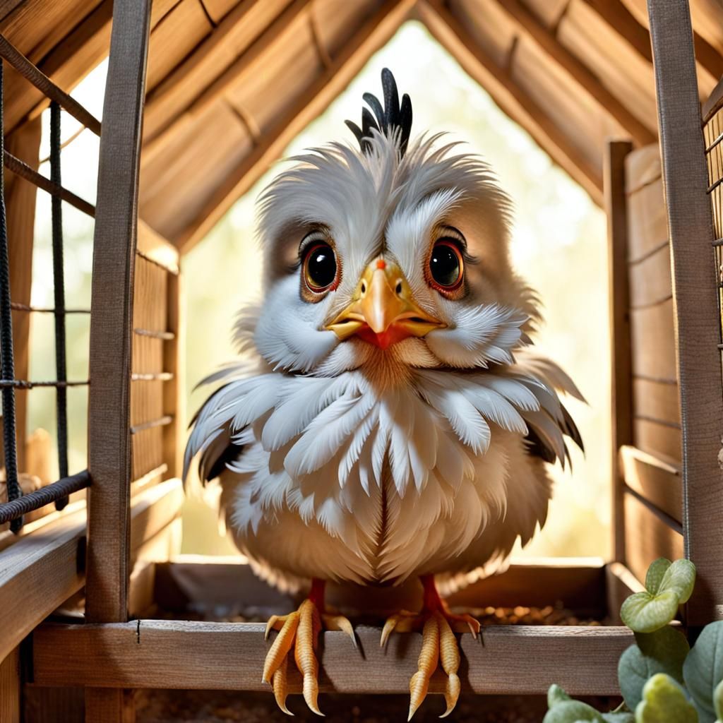 Cute Chicken Coop Scene, Detailed and Intricate